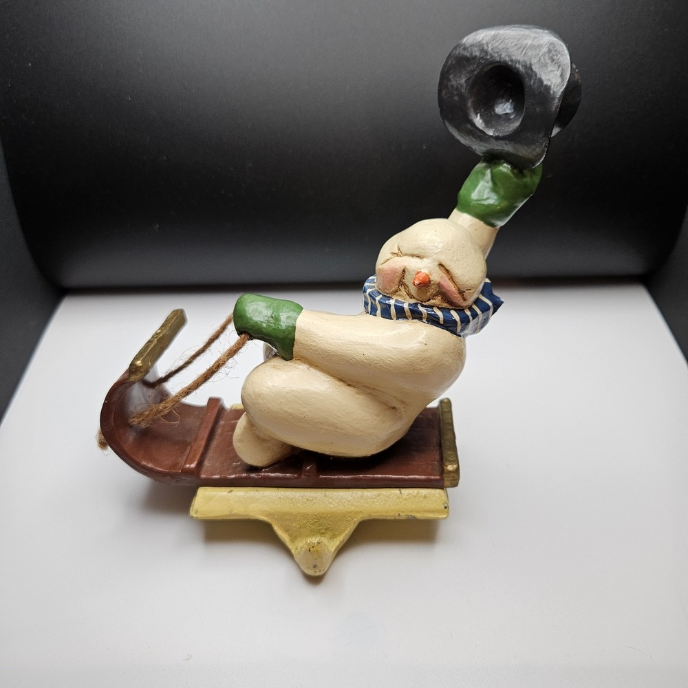 Vintage Snowman Stocking Holder Sled Figurine – Seasonal Specialties 2001 1st Ed